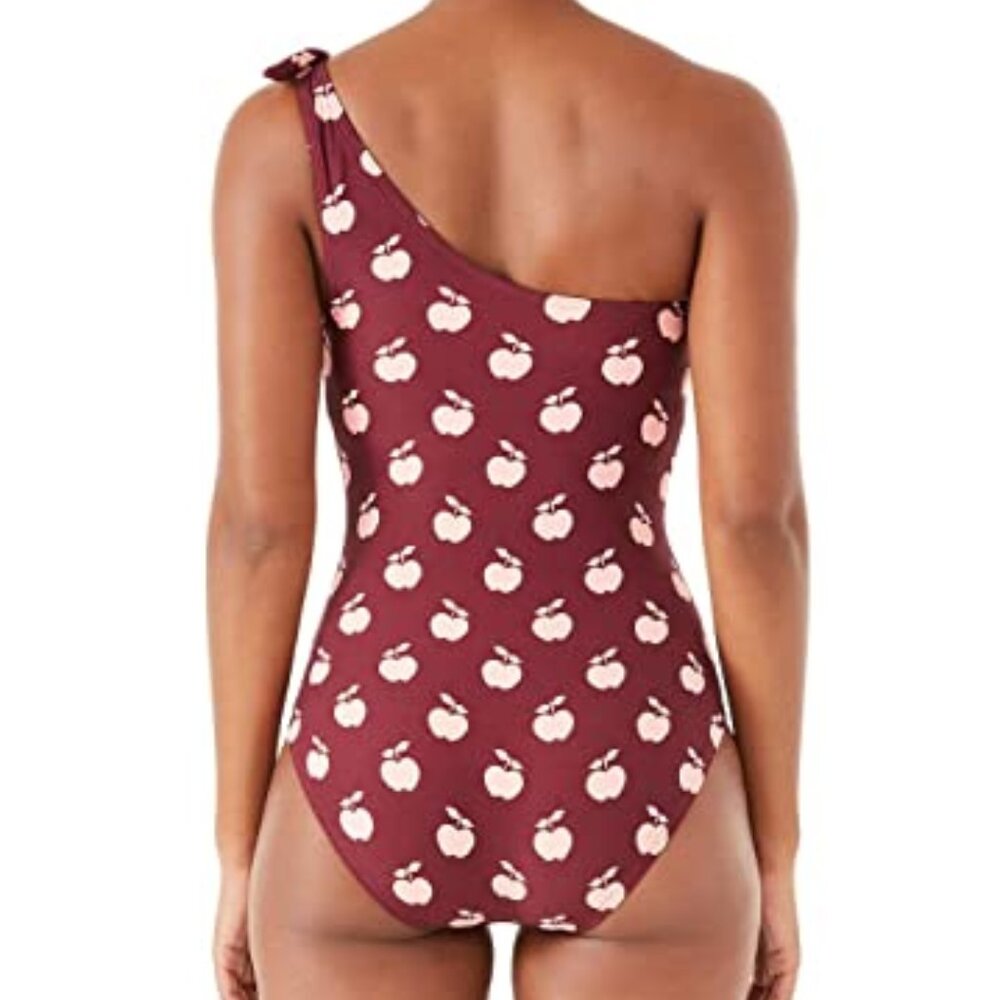 Kate Spade New York Fruit Print One Shoulder One Piece Swimsuit Deep Plum - Picture 12 of 12